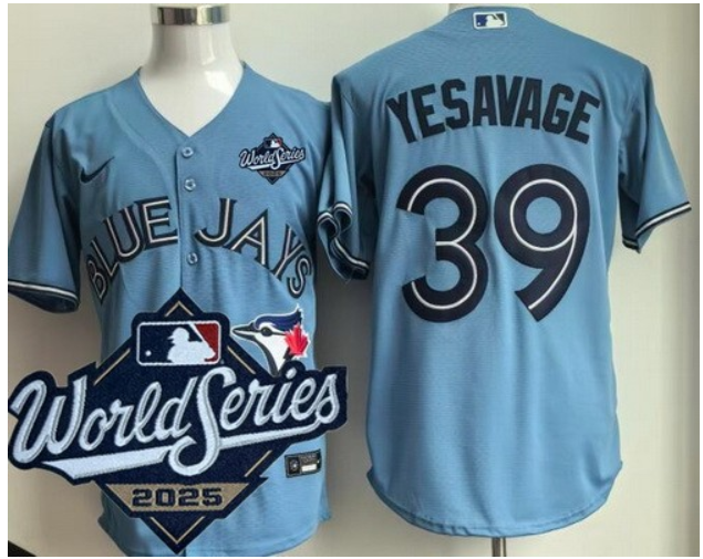 Men Toronto Blue Jays #39 Trey Yesavage Light Blue 2025 World Series Cool Base Jersey->toronto blue jays->MLB Jersey